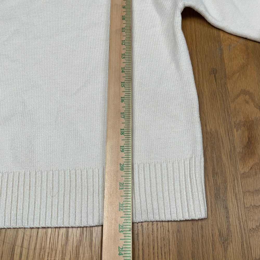 Elan Womens White Heart Patch Lyocell Blend Crewneck Sweater SWP11604 Large - Picture 5 of 9